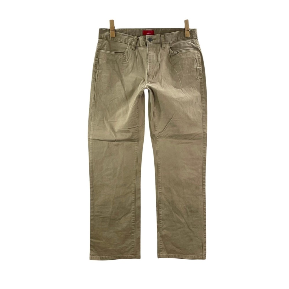 Alfani Chino Pants Mens 33x27.5* Khaki Cotton Stretch Slim Fit Chic Corpore Work